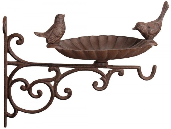 Vogeltränke Wandmontage Futterschale Vogelbad 2 Vögel Gusseisen Antik-Stil