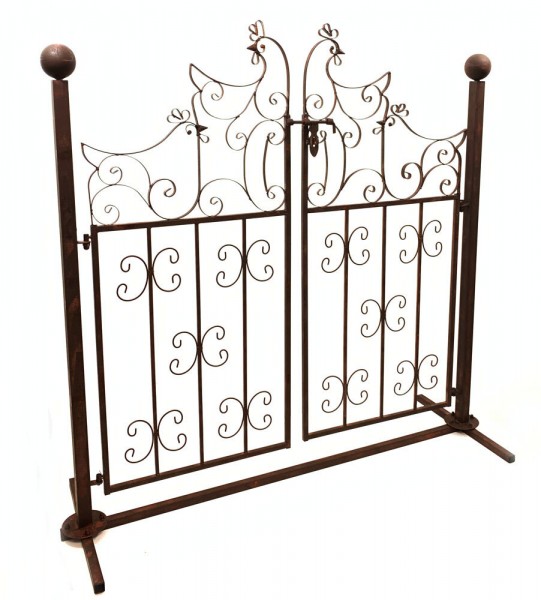 Deko Gartentor Metall Gartentür Antik-Stil Dekoration Garten Hühner Landhausstil