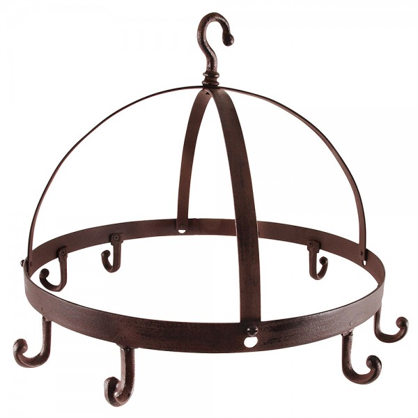 Kräuterkorb rustikal Küchenhänger Wurstkrone Eisen Rund Braun 37cm