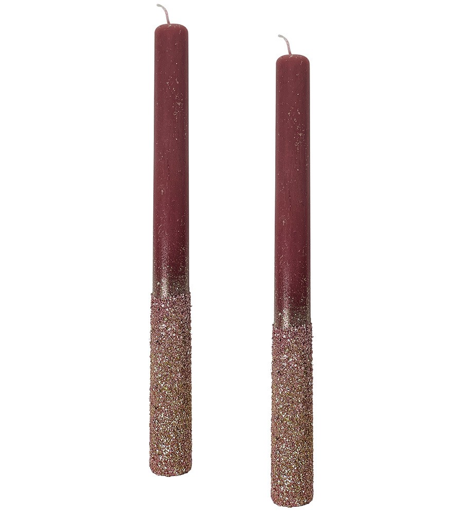 Stabkerzen Pink mit Glitzer Gold 2 Stück Echtwachs Tafelkerze 25cm x 2cm Stabkerzen Pink mit Glitzer Gold 2 Stück Echtwachs Tafelkerze 25cm x 2cm
