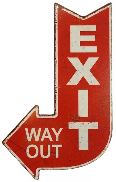 Blechschild EXIT WAY OUT Dekoschild Wegweiser Nostalgie Vintage 40x25cm