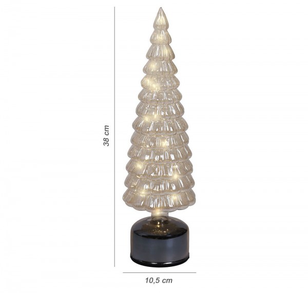 Tischleuchte LED Weihnachtsbaum Glas Drehend Timer Dekoleuchte Weihnachten 38cm