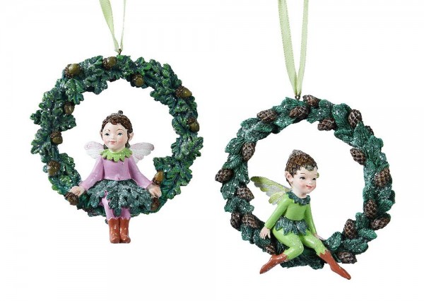 Christbaumschmuck Fee Tannenkranz 2 Stück Christbaumanhänger Elfen Weihnachten
