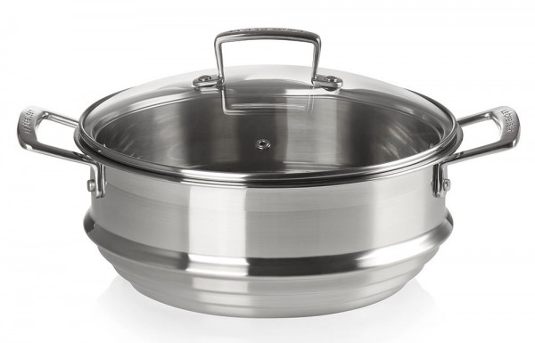 Le Creuset Multi-Dämpfeinsatz mit Glasdeckel 3-Ply Edelstahl 24cm