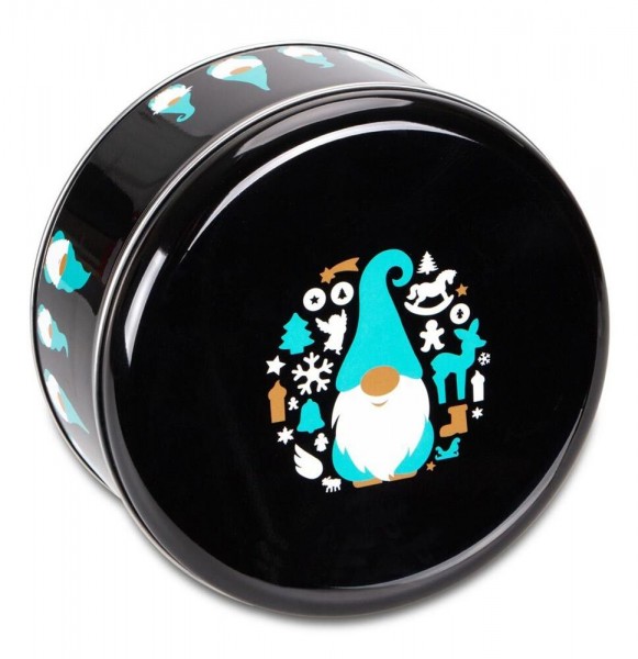 Städter Gebäckdose Wichtel Keksdose Schwarz Rund Weißblech Plätzchendose 22 cm