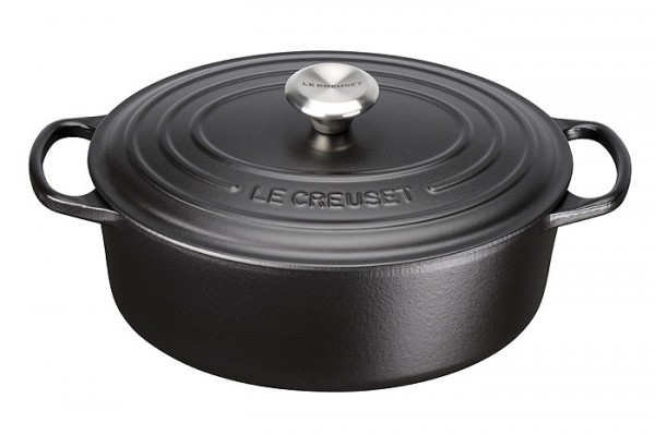 Le Creuset Bräter Signature Oval Gusseisen Schwarz 31cm