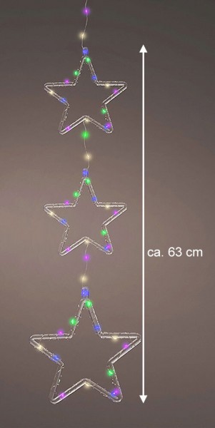LED Sterne Bunt Fensterdeko Innen und Außen Weihnachtsdeko Batterie Timer 63 cm