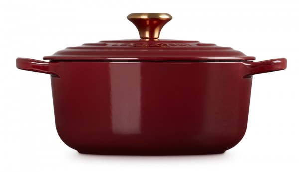Le Creuset Bräter Signature Rund Gusseisen Garnet (Rhone) Bordeaux-Rot