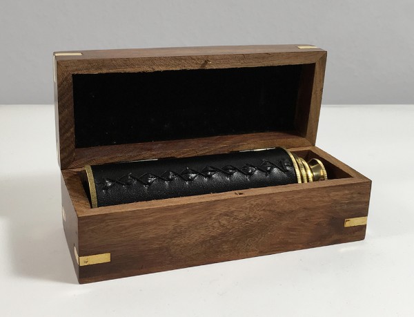 Fernrohr Antik-Stil Messing ausziehbar Holzbox Vintage Fernglas Maritim Pirat