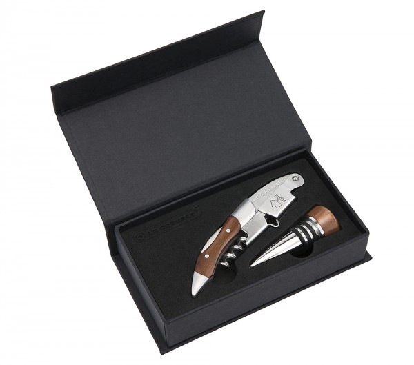 Le Creuset Wein-Öffner Set GS-190 Kellnermesser + Verschluss Holz
