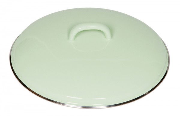 Riess Deckel Emaille Pastell Nilgrün Grün mit Chromrand 22cm