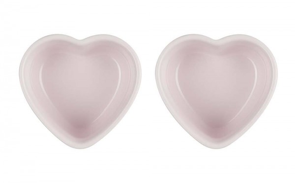 Le Creuset Herzförmchen Steinzeug 2er-Set Shell Pink 10x11cm