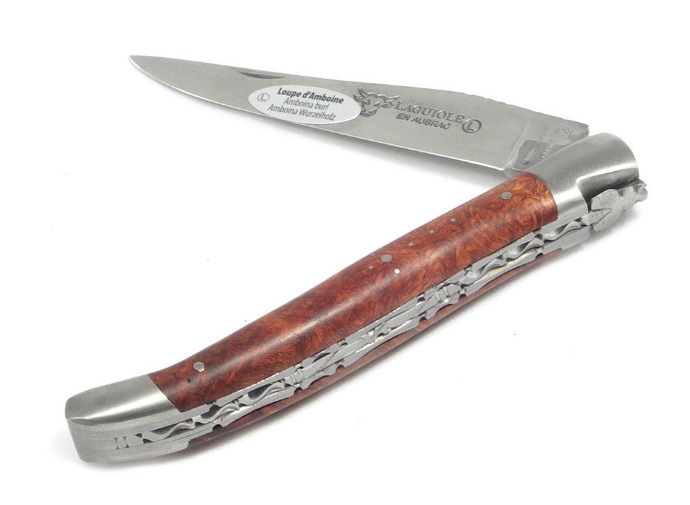 Laguiole En Aubrac Taschenmesser – 12 Cm, Eisenholz-Griff, Doppelplatine, Matt
