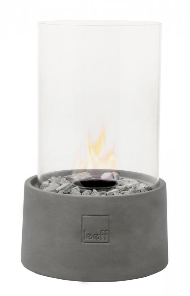 Leeff Stonefire Tischkamin Bio-Ethanol Tischfeuer Rund Grau 29 cm