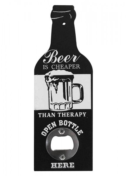 Flaschenöffner BEER IS CHEAPER THAN THERAPY Vintage-Stil Kapselheber Öffner 20cm
