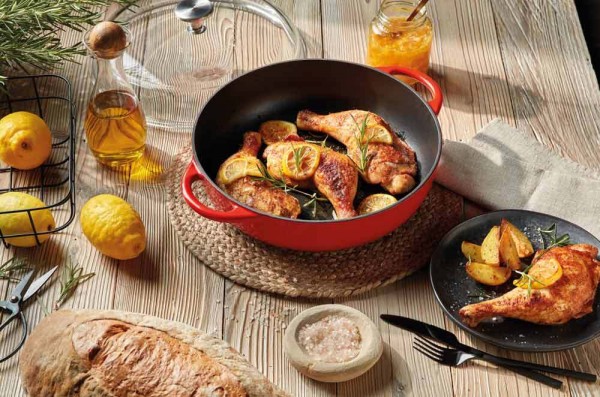 Küchenprofi Bauerntopf Rund Rot mit Glasdeckel PROVENCE Classic Red 28 cm