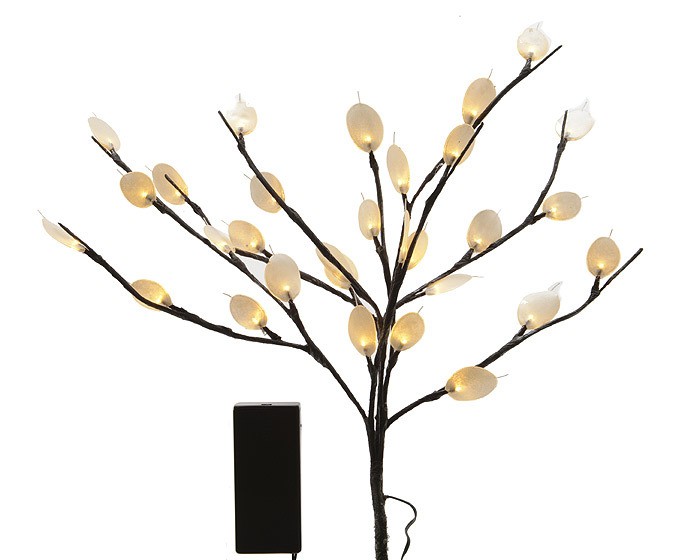 Silbertaler-Lichterzweig mit Blüten LED Beleuchtung warm-weiss Timer 50cm |Weihnachtsdeko |Weihnachten |Wohnen |ZEITZONE Shop