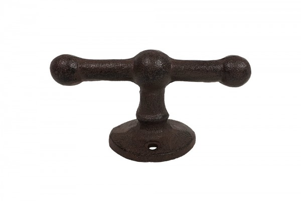 Belegklampe T-Form Festmacher Nostalgie Gusseisen Antik-Braun 10cm