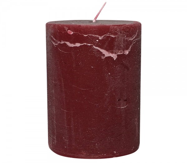 4 Rustic Stumpenkerzen Premium Kerze Dunkelrot 7x10cm - 45 Std Brenndauer