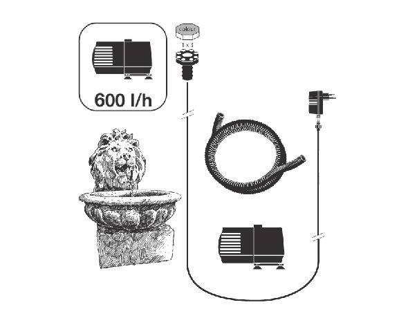 Ubbink AcquaArte Basel Löwenkopf Gartenbrunnen Set LED Sandstein-Optik Springbrunnen