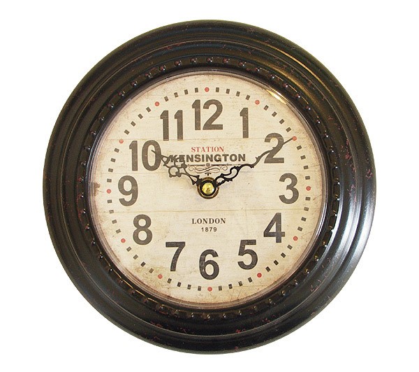 Wanduhr Kensington Station London 1879 Metall Antik-braun 22cm Wanduhr Kensington Station London 1879 Metall Antik-braun 22cm