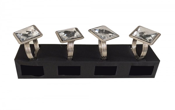 Serviettenringe 4 Stück Diamant Eckig Serviettenhalter Party Hochzeit Bankett Edel