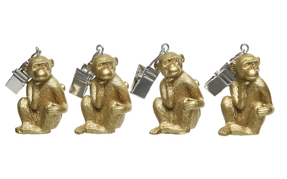 Tischdeckenbeschwerer Affen gold 4 Stück Tischdeckengewichte Tischdeckenhalter