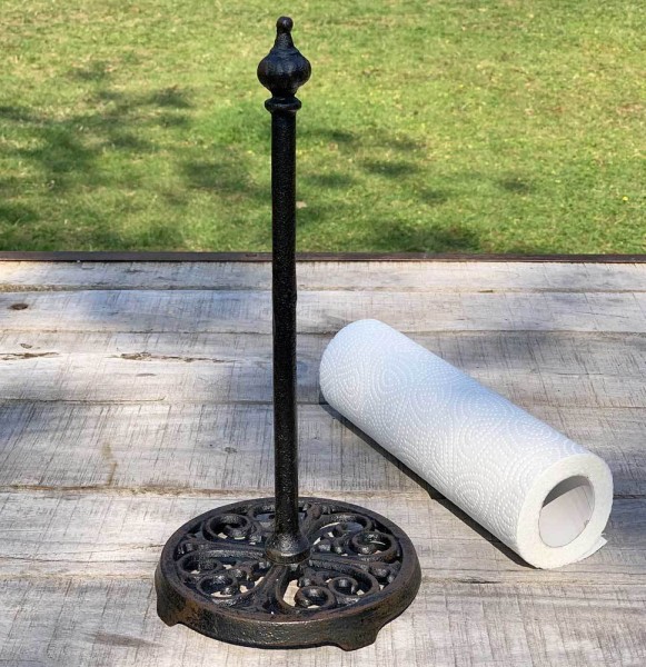 Küchenrollenhalter Nostalgie Stehend Gusseisen Landhausstil Antik-Stil Schwarz