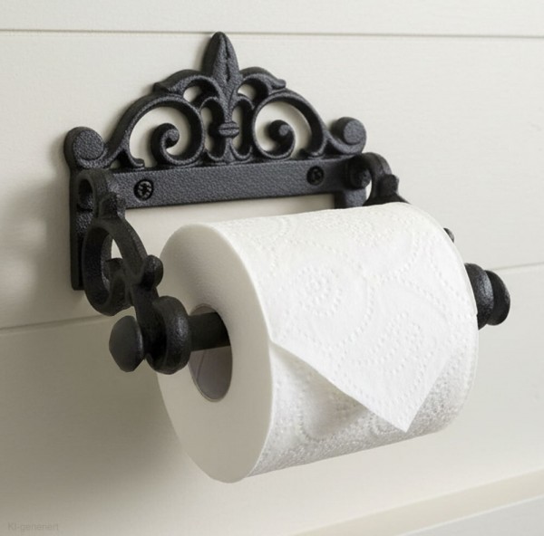 Toilettenpapierhalter Lilie Vintage Gusseisen WC-Papierhalter Antik-Stil Schwarz