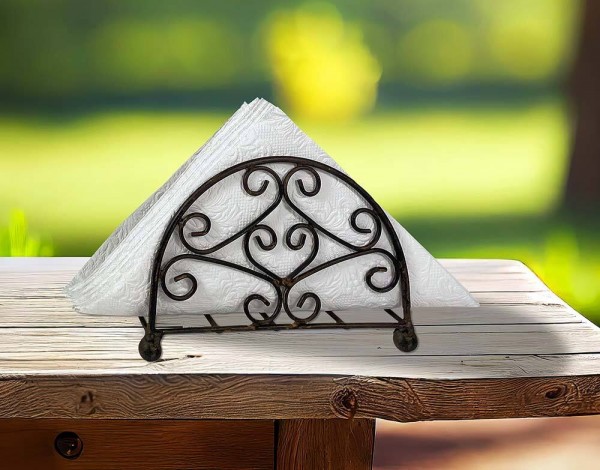 Serviettenhalter Eisen Braun Vintage-Stil Serviettenständer Halbrund 10x14cm