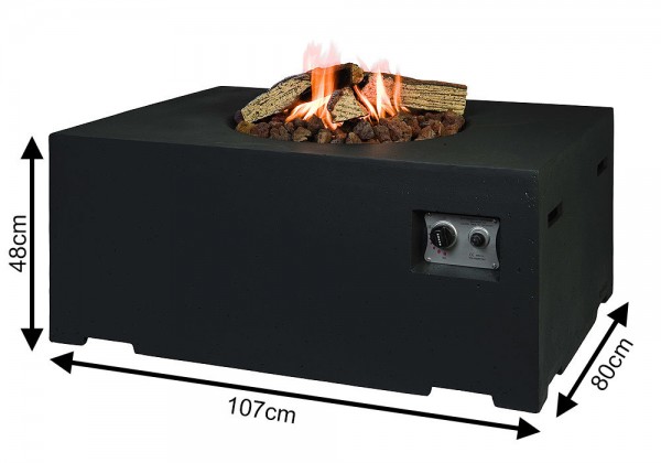 Happy Cocooning Feuertisch rechteckig schwarz 1070 x 800 mm