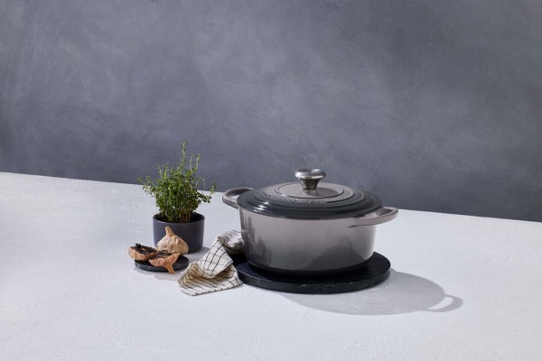Le Creuset Bräter Signature Rund Gusseisen Flint Grau