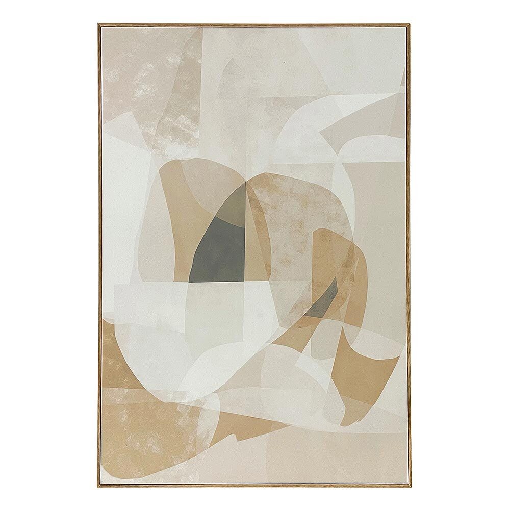 Wandbild Abstrakt Weiß Beige Braun Kunstdruck Holzrahmen Glascheibe 60x40cm