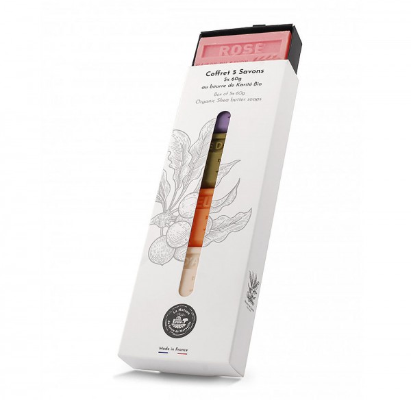 5 Verschiedene Provence Seifen Sheabutter Geschenkset in Geschenkbox