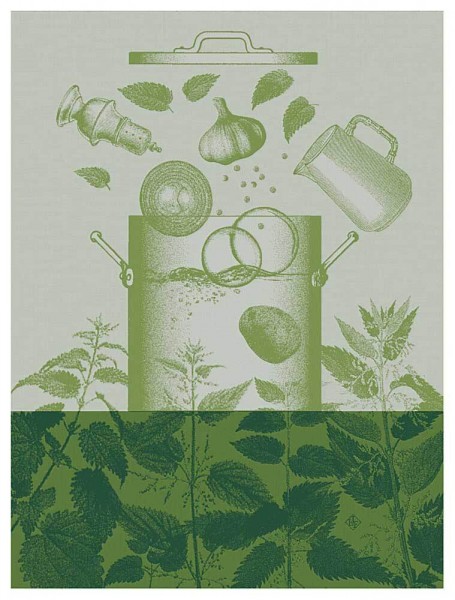 Le Jacquard Français Geschirrtuch Veloute D´Orties Nature Grün 60x80 Baumwolle