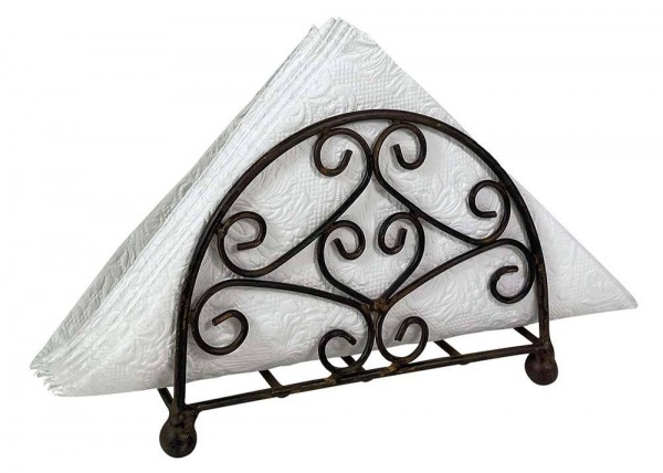 Serviettenhalter Eisen Braun Vintage-Stil Serviettenständer Halbrund 10x14cm