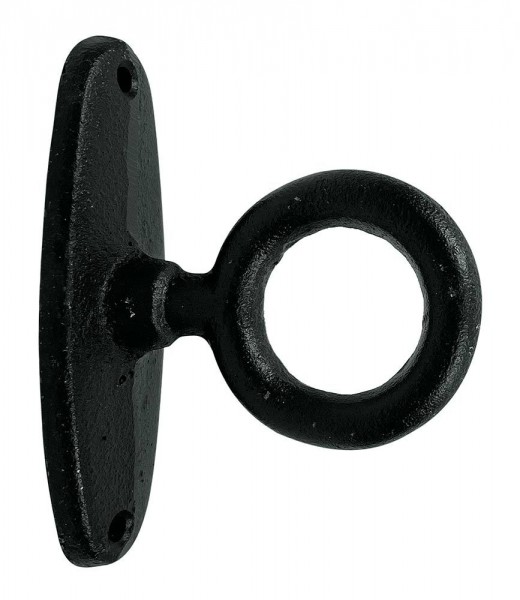 Anbindering mit Platte Gusseisen Antik-Stil Befestigungsring Schwarz 9cm