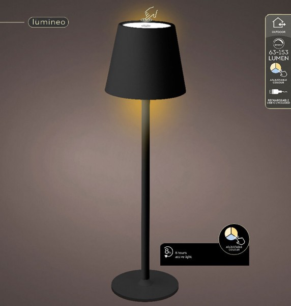 LED Tischlampe Kabellos Dimmbar Touch Schwarz USB Outdoor Leuchte Warmweiß Kaltweiß