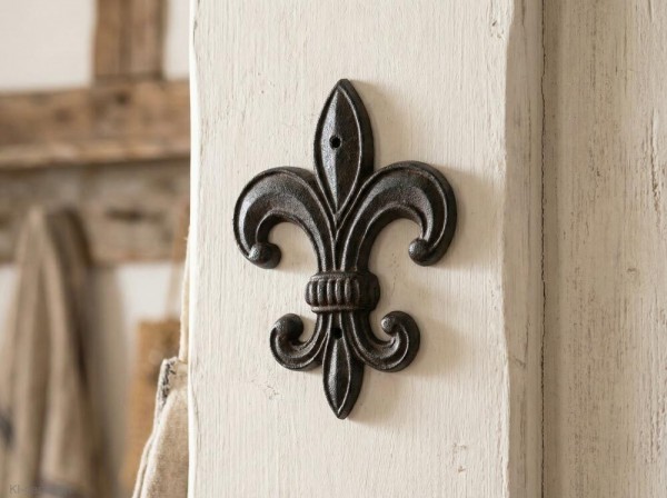 Lilie Deko Gusseisen Französische Fleur-de-Lys für Wand Antik-Stil Schwarz