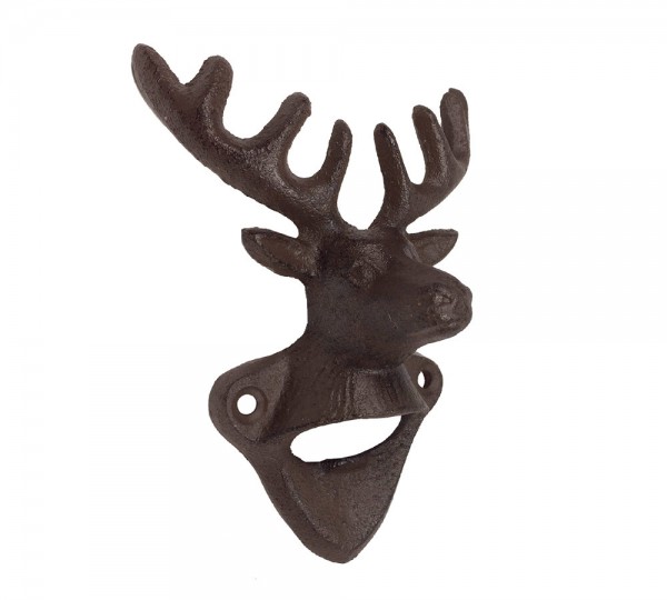 Wandflaschenöffner Hirsch Vintage Flaschenöffner Rustikal Gusseisen Antik-Braun