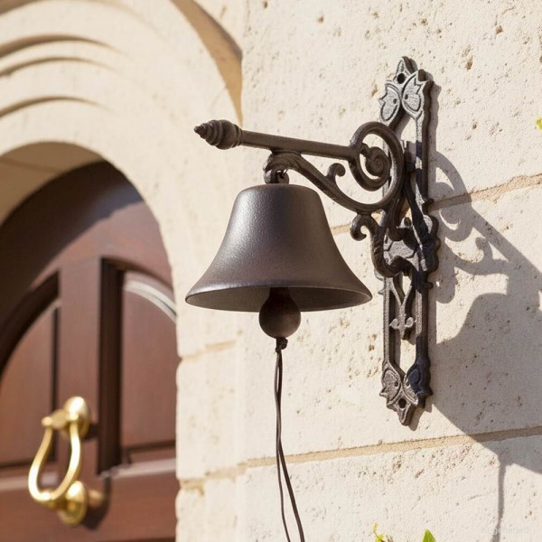 Türglocke Gusseisen Braun Antik-Stil – Nostalgische Glocke Landhausstil