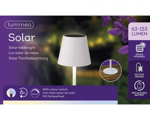 Solar Tischleuchte Outdoor Dimmbar Weiß USB Kalt u. Warmweiß Touch Innen Außen