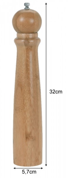 Salz und Pfeffermühle aus Bambus Holz Groß 32 cm - Mit robustem Mahlwerk