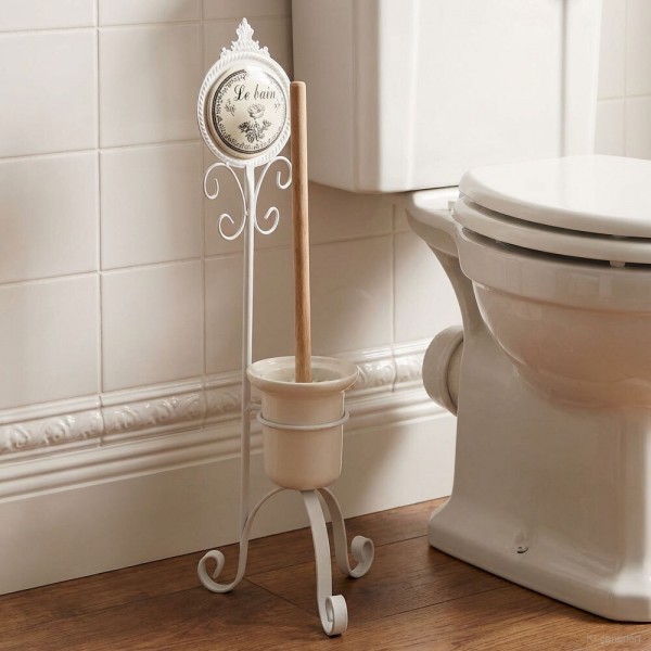 Toilettenbürstenhalter LE BAIN Klobürstenhalter Nostalgie mit Bürste Eisen Weiß
