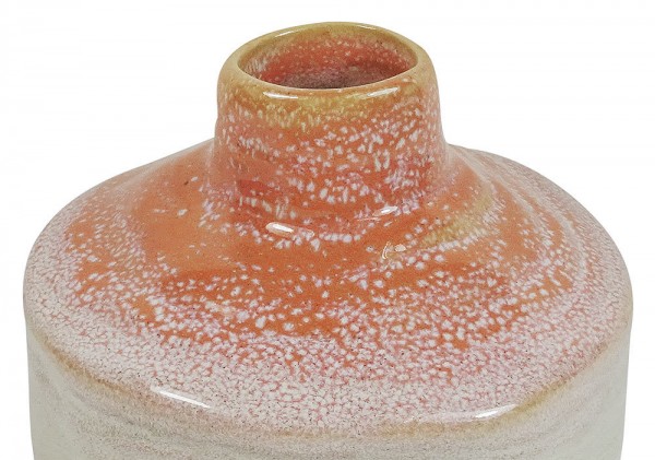 Blumenvase Keramik Orange Handgefertigt Flaschenform Mediterran Vintage 13cm