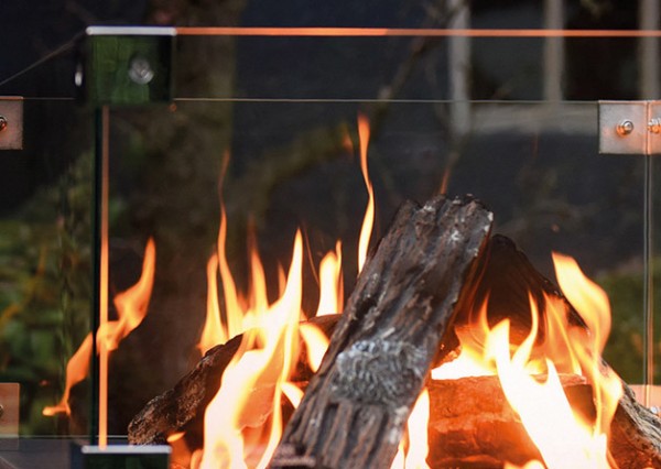 Happy Cocooning Feuertisch TEAK-Holz rechteckig grau 1070 x 800 mm