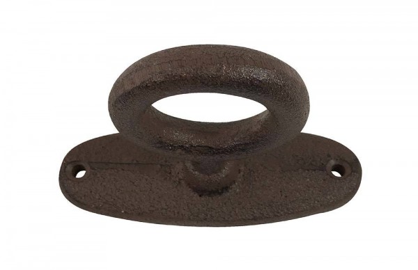 Anbindering mit Platte Gusseisen Antik-Stil Befestigungsring Braun 6cm