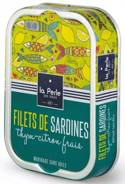 La Perle des Dieux Sardinen-Filets Thymian und Zitrone - Ohne Öl - Dose 115 g