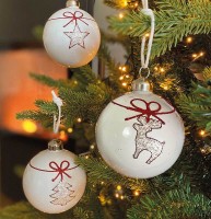 Christbaumkugeln Weiß Tanne Rentier Stern 3 Stück Weihnachtskugeln Echt Glas Christbaumkugeln Weiß Tanne Rentier Stern 3 Stück Weihnachtskugeln Echt Glas