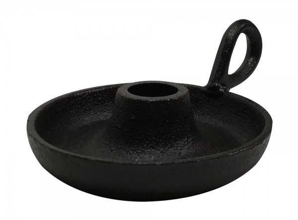 Kerzenhalter mit Henkel Gusseisen Schwarz Rustikal Kerzenständer Antik-Stil